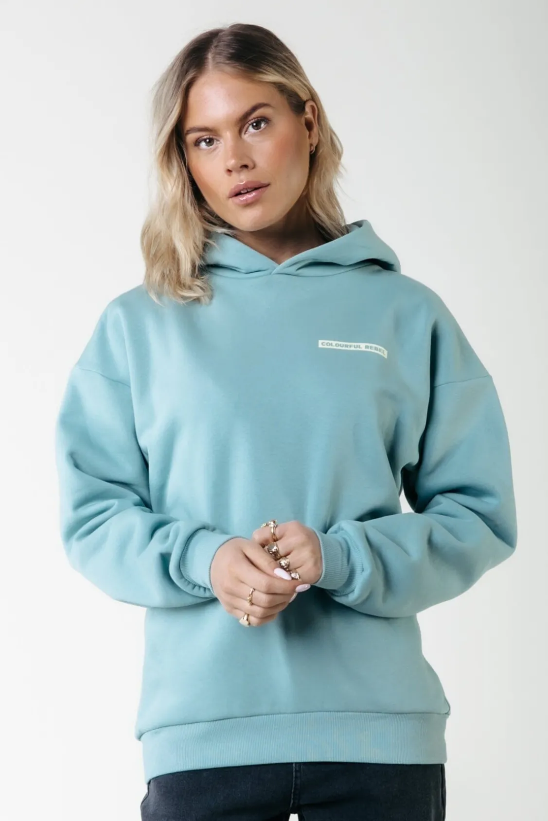 Hoodies<Colourful Rebel Box Logo Hoodie | Mineral blue Mineralblue