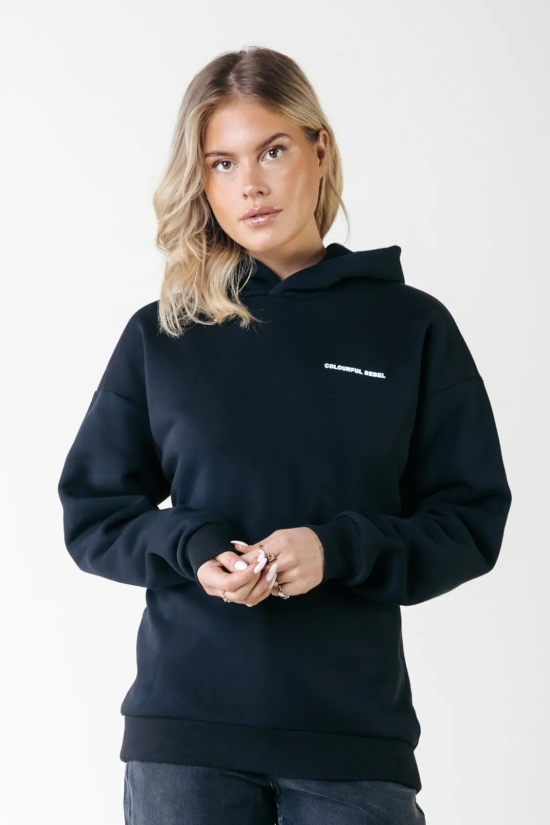 Hoodies<Colourful Rebel CR Back Logo Hoodie | Off black / Washed black