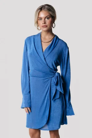 Jurken<Colourful Rebel Dorin Uni Wrap Dress | Vallarta Blue Vallartablue