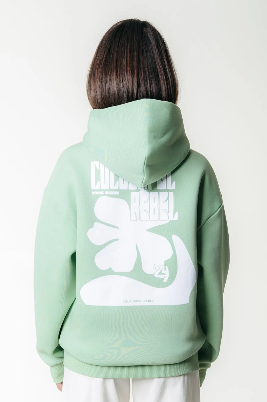 Hoodies<Colourful Rebel Flower Hoodie | Soft Green Softgreen