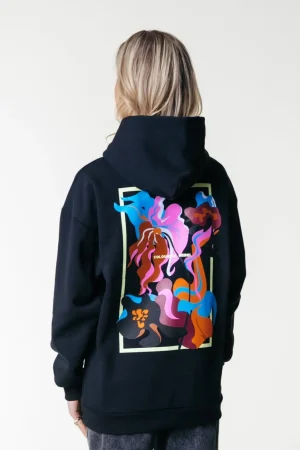 Hoodies<Colourful Rebel Flower Shapes Hoodie | Black