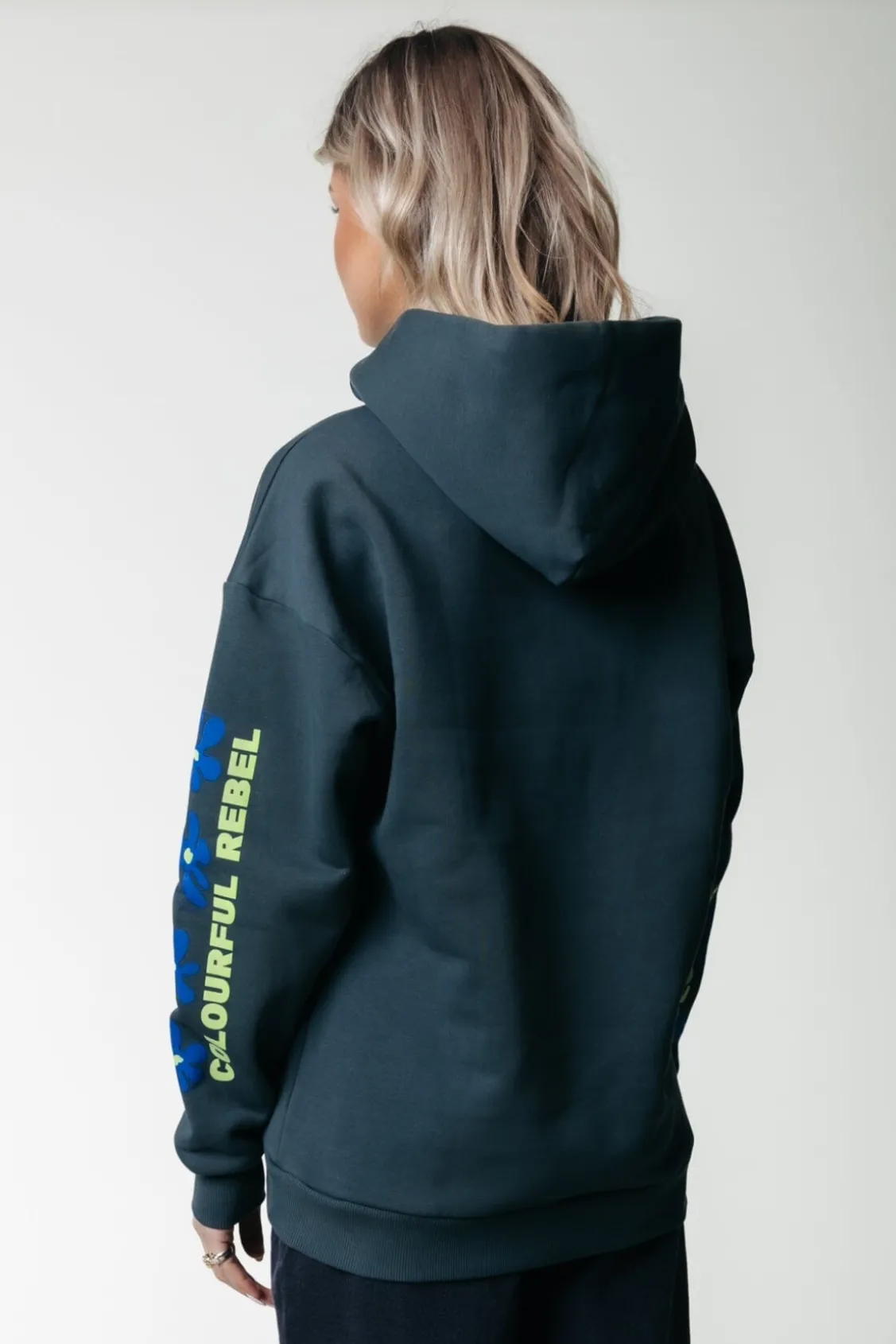 Hoodies<Colourful Rebel Flowers Sleeve Logo Hoodie | Green gables Greengables