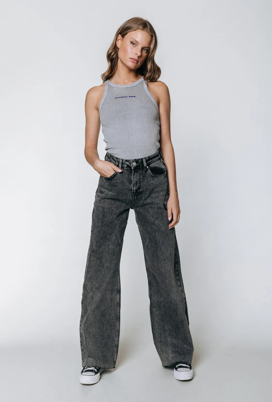 Broeken<Colourful Rebel Gaias High Rise Denim | Dark grey denim Darkgreydenim