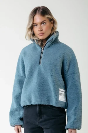 Truien<Colourful Rebel Jills Teddy Zip Sweat | Mineral blue Mineralblue
