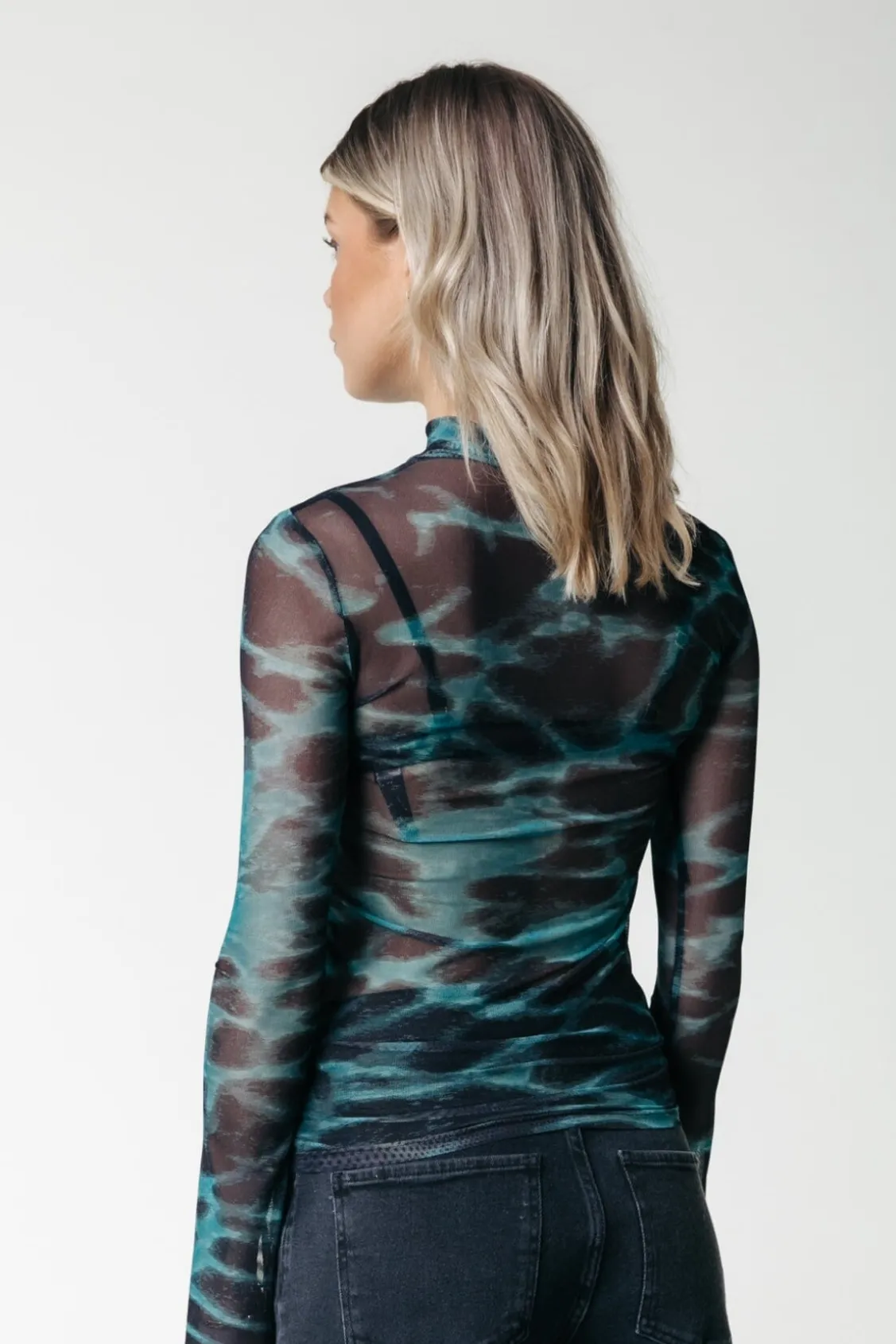 Tops<Colourful Rebel Neyo Animal Mesh Top | Storm green Stormgreen