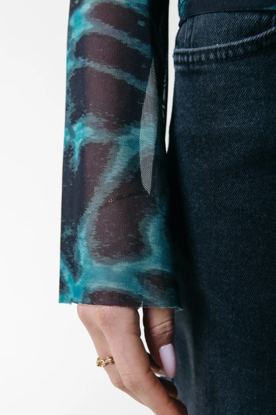 Tops<Colourful Rebel Neyo Animal Mesh Top | Storm green Stormgreen