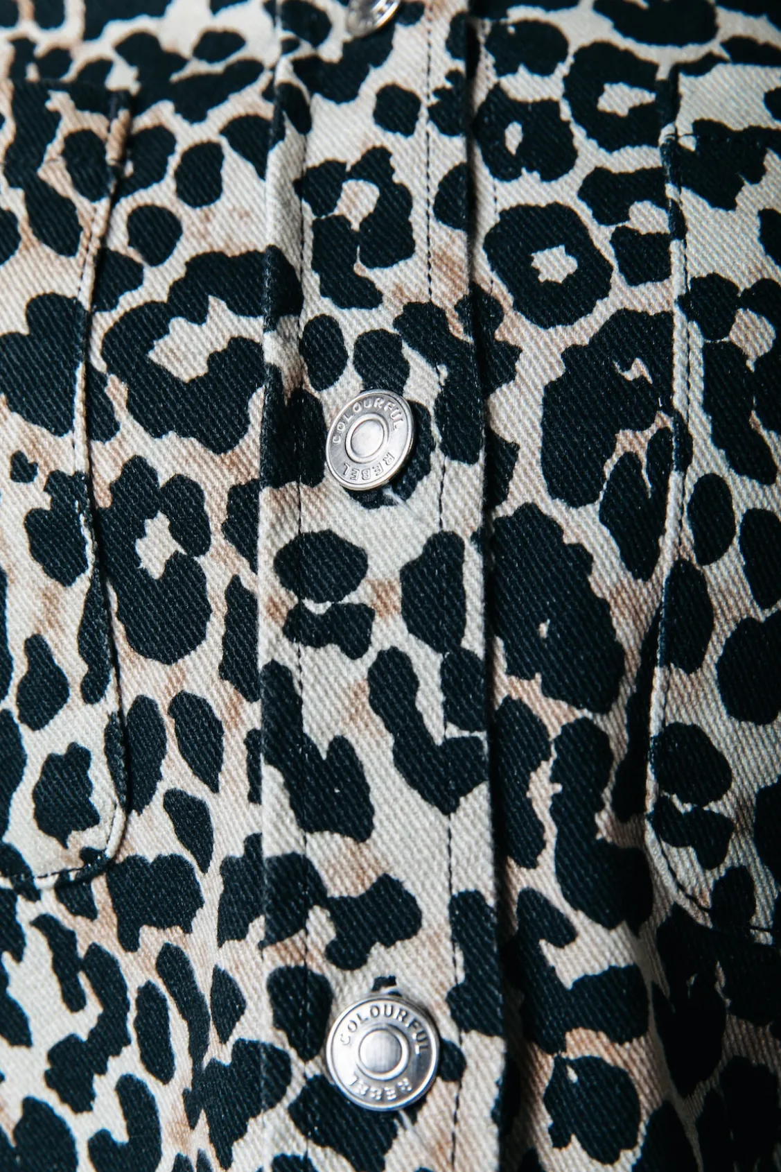 Blouses<Colourful Rebel Olle Leopard Cropped Denim Blouse | Beige