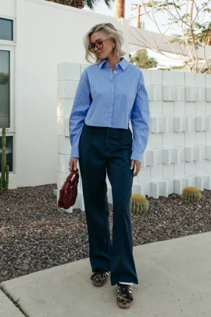 Pakken<Colourful Rebel Rus Pinstripe Straight Pants | Dark blue Darkblue