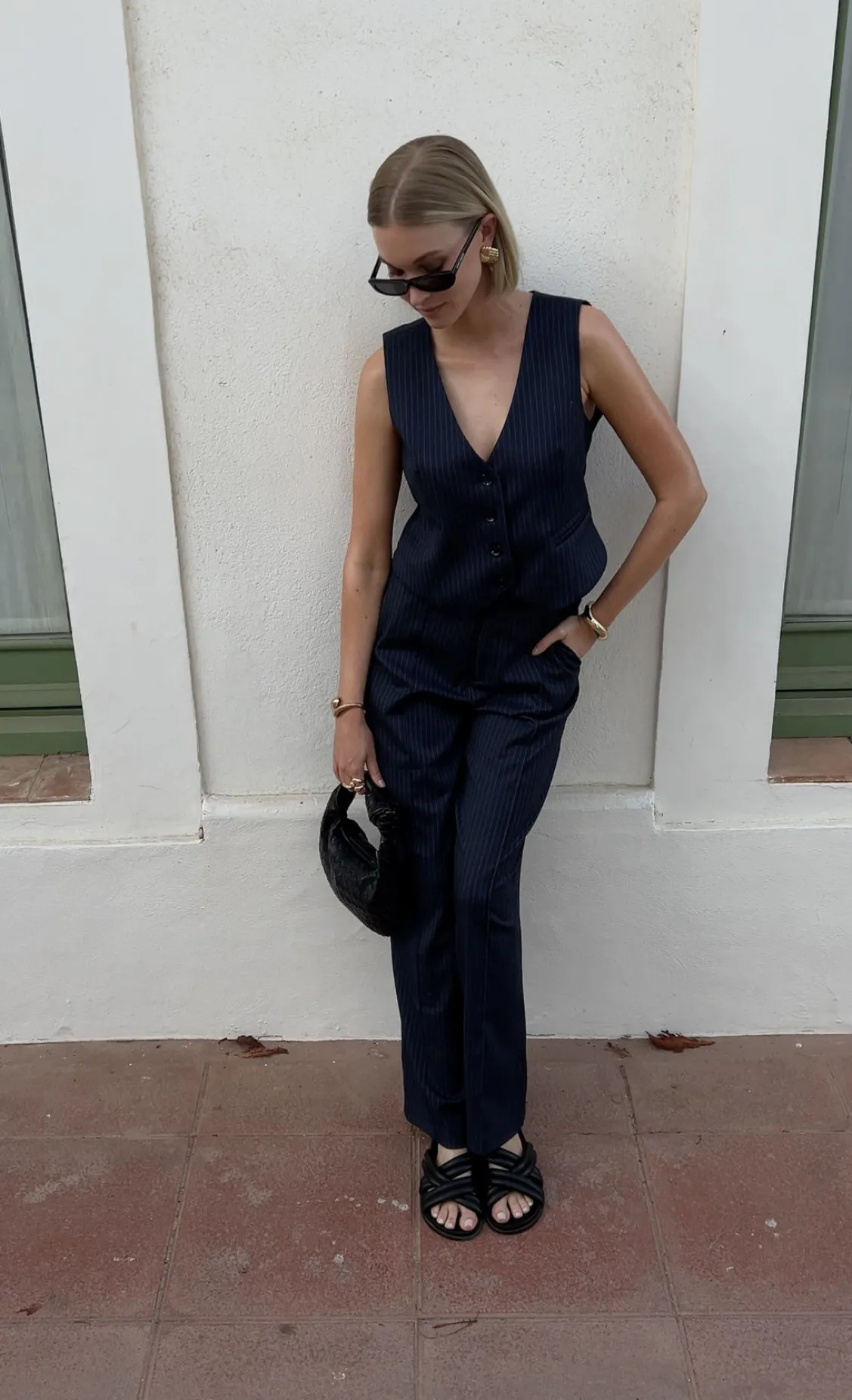 Broeken<Colourful Rebel Rus Pinstripe Straight Pants | Dark blue Darkblue