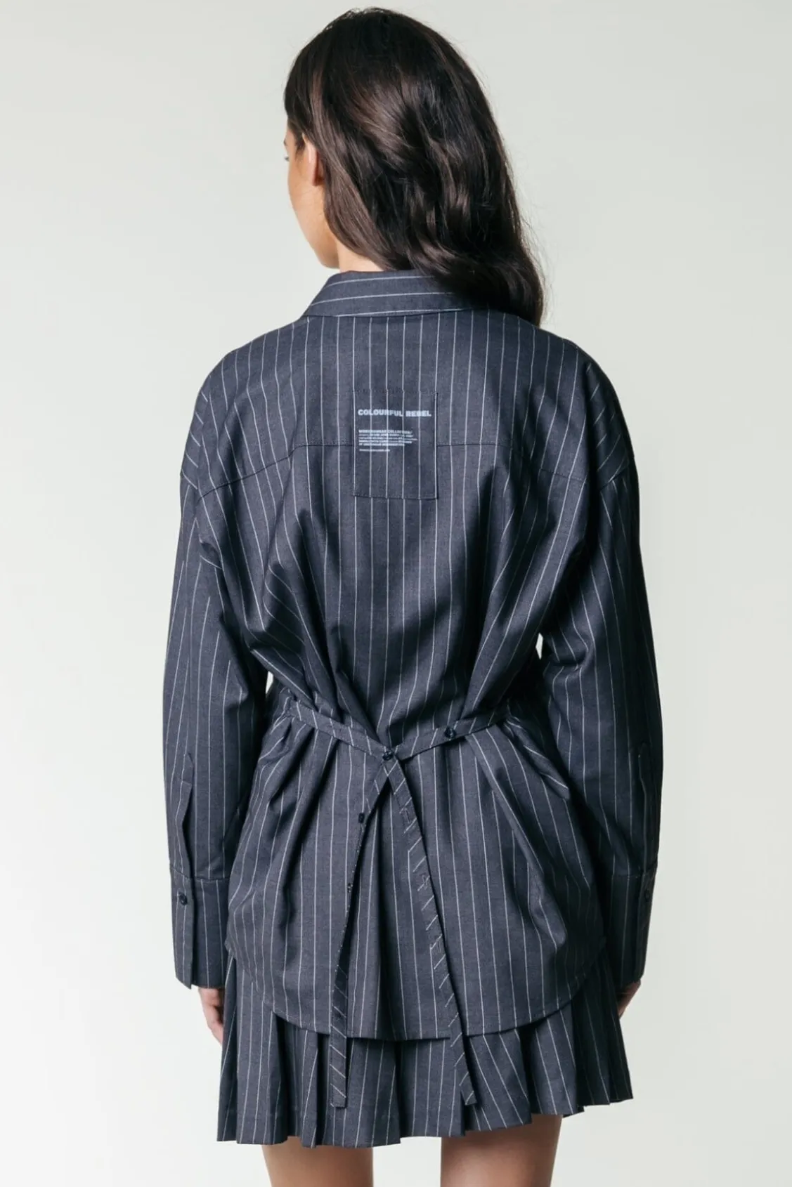 Blouses<Colourful Rebel Talia Pinstripe Blouse | Dark Anthracite Darkanthracite