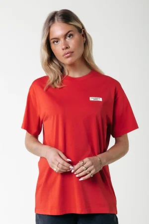 T-shirts<Colourful Rebel Uni Label T-shirt | Scarlet Red Scarletred